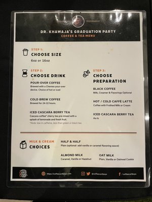Coffee Cart Boys - The private party menu - Monrovia, CA