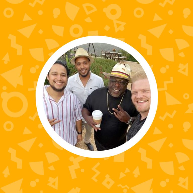 Comedian and actor, Cedric The Entertainer with the Coffee Cart Boys team