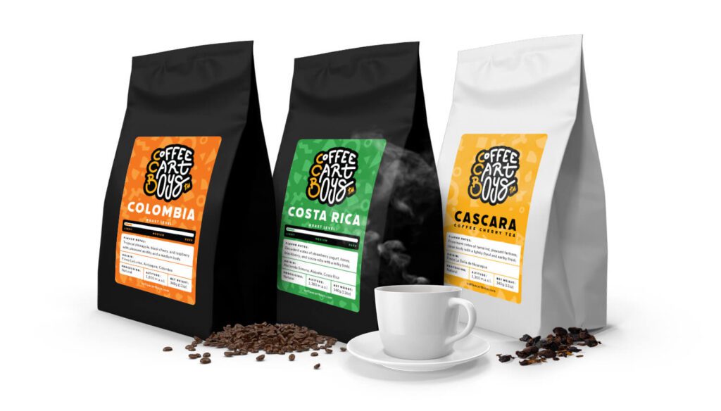 Coffee Cart Boys' assorted bagged coffee and tea options available for sale online.