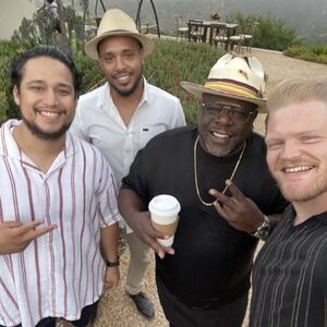 The Coffee Cart Boys with Cedric The Entertainer at a private party in Los Angeles, California.