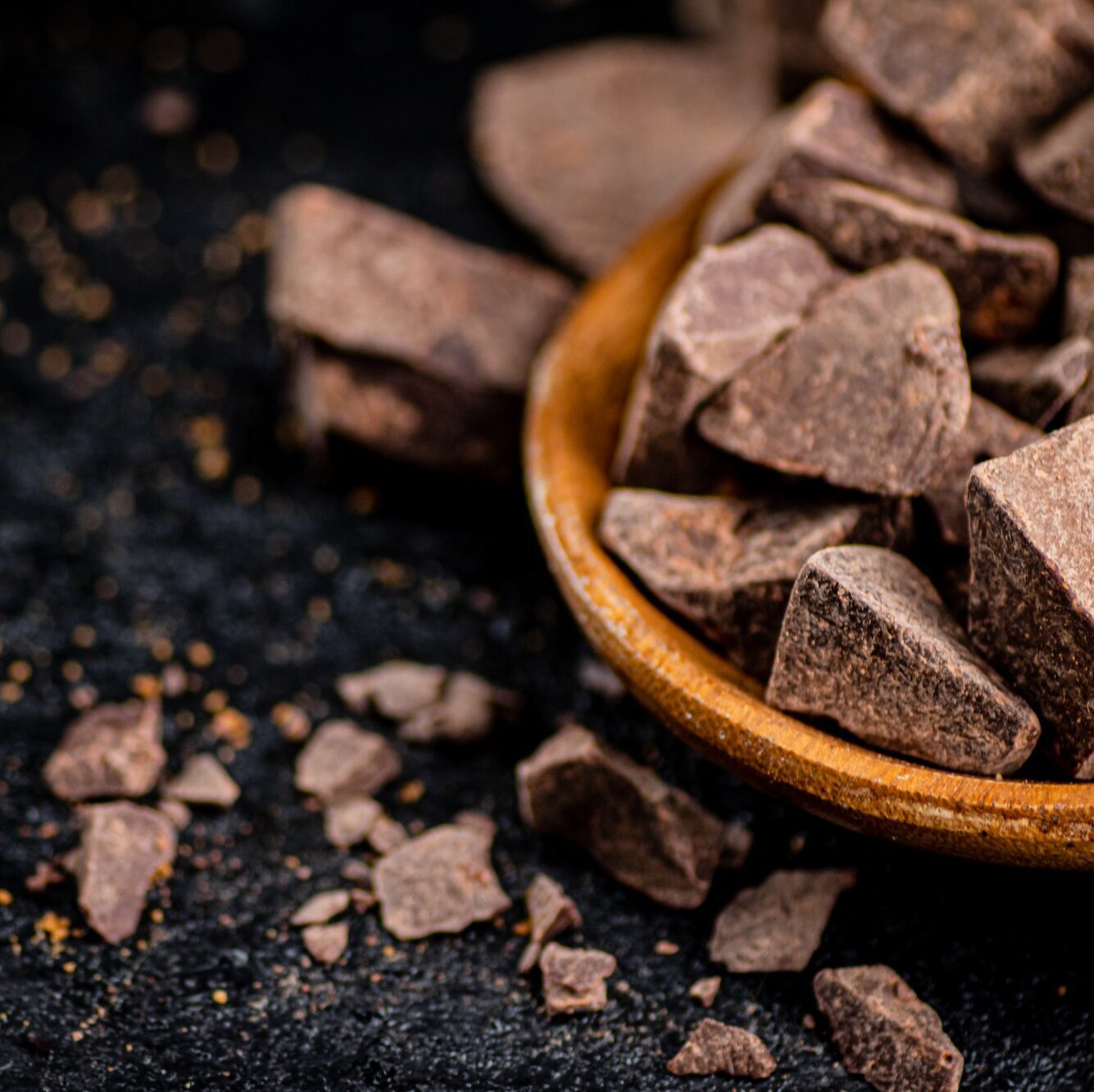 Pieces of milk chocolate on a plate.