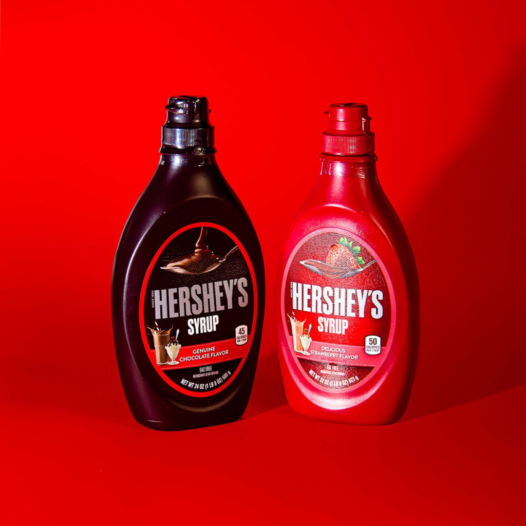 Hershey's chocolate and strawberry syrups