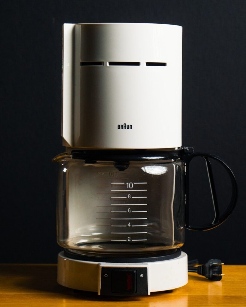 A Braun brand auto-drip, 10-cup coffee machine.