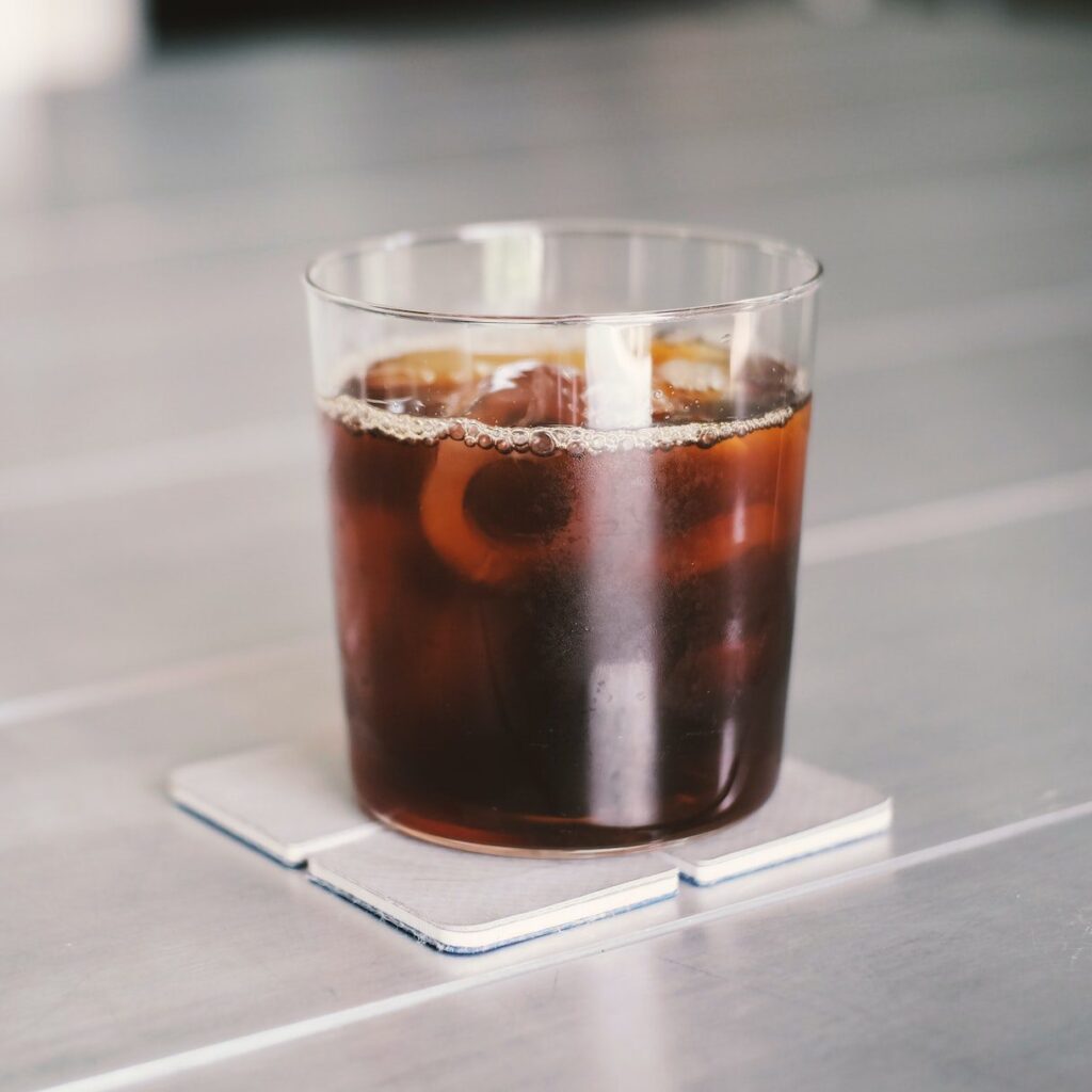 Iced coffee or cold brew coffee in a glass