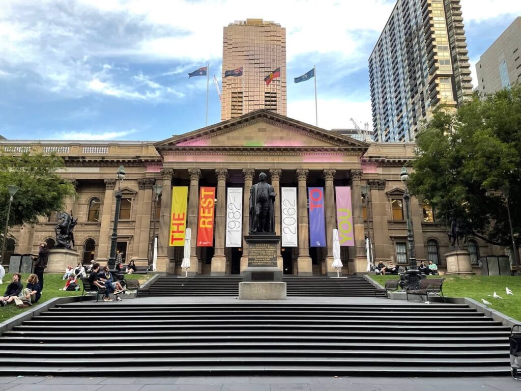 Sir Redmond Barry Statue in front of The State Library Victoria - Best specialty coffee shops in melbourne